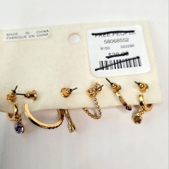 NWT Free People LA FLEUR EARRING SET IN LIGHT AMETHYST - Picture 5 of 5